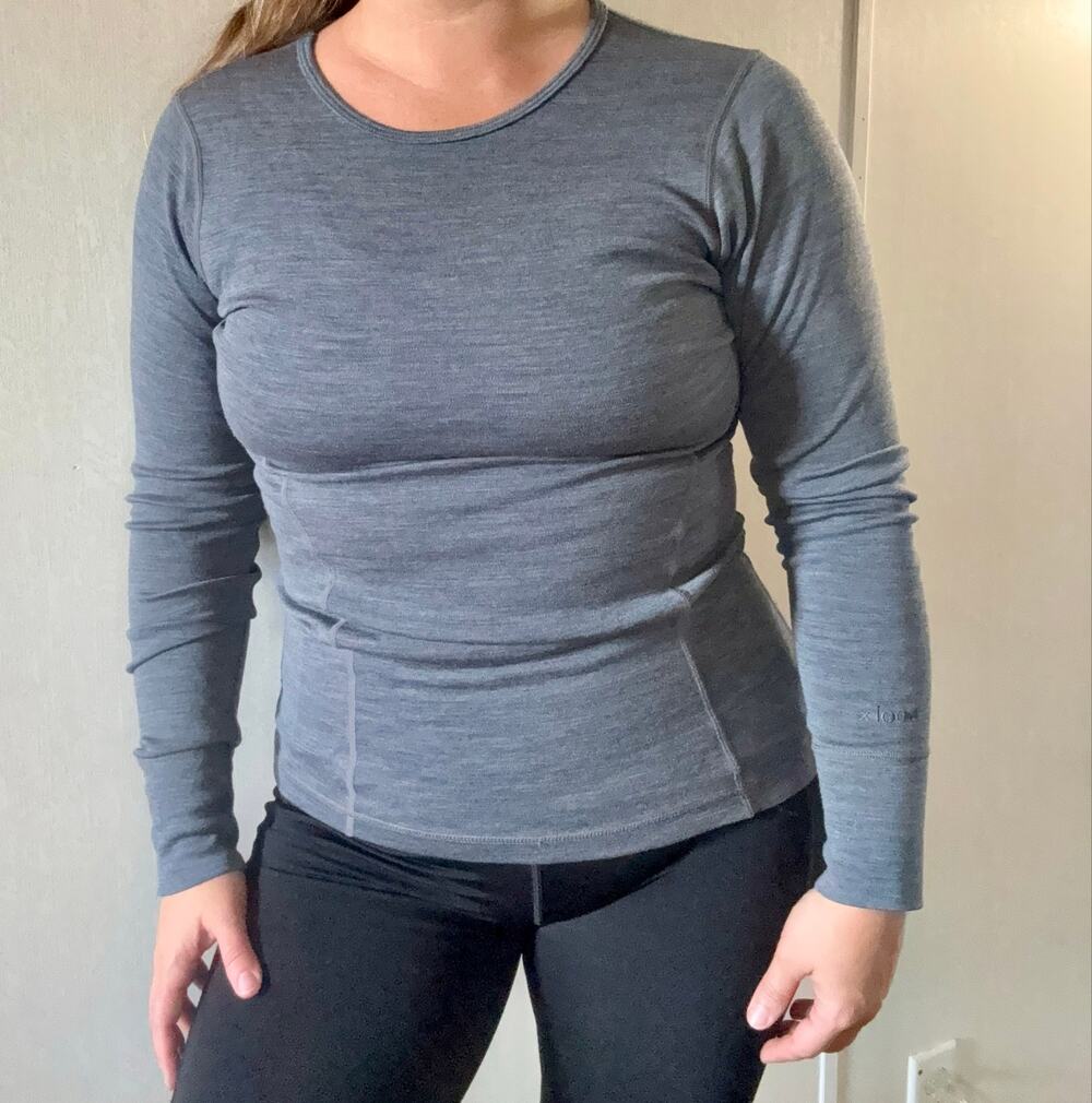 Woolx Women's Merino Wool Long Sleeve Shirt Gray Base Layer Size Small